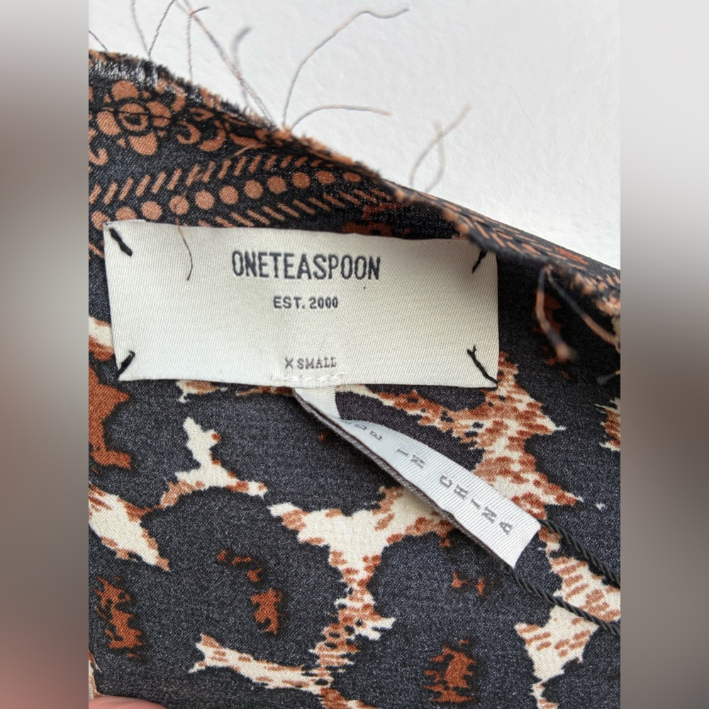 ONETEASPOON Animal Print Slip Dress XS NWT Maxi Side Slit - Picture 6 of 9